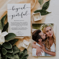 Beyond Grateful Elegant Script Wedding Photo