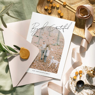 Beyond Grateful Modern Minimalist Photo Arch Holiday Card