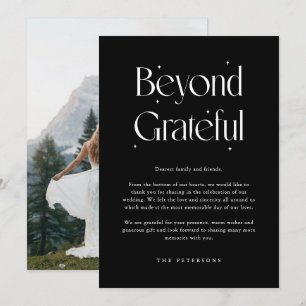 Beyond Grateful Whimsical Black Wedding Photo Thank You Card