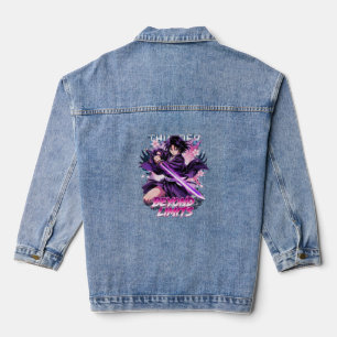 Beyond Limits – Anime Style Katana Warrior Graphic Denim Jacket