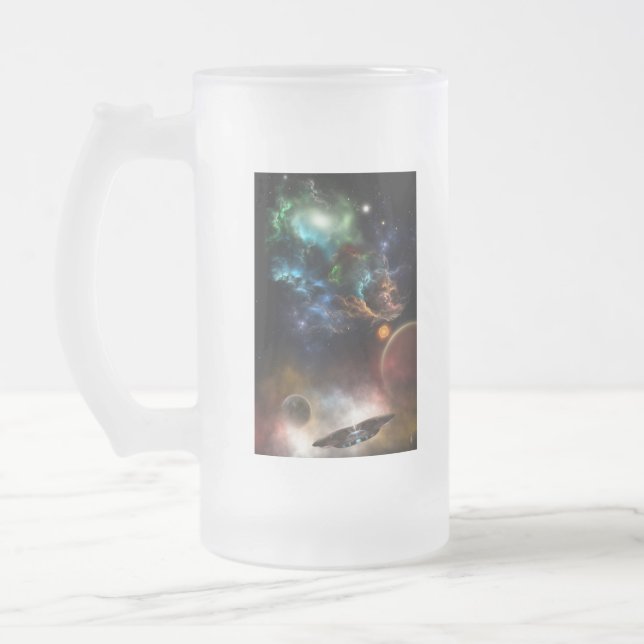 Beyond Space & Time	 Fractal Art Frosted Glass Beer Mug (Left)