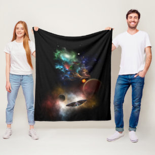 Beyond Space & Time Fractal Art II Spacescape Fleece Blanket