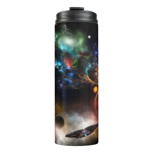 Beyond Space & Time Fractal Art II Spacescape Thermal Tumbler (Front)