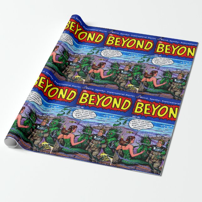 Beyond The Mermaid Kingdom Vintage Comics  Wrapping Paper (Unrolled)