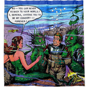 Beyond The Mermaid Kingdom Vintage Shower Curtain