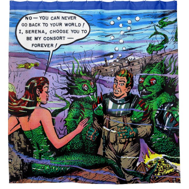 Beyond The Mermaid Kingdom Vintage Shower Curtain (Front)