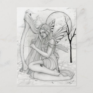 Beyond Time - fairy with harp Postcard