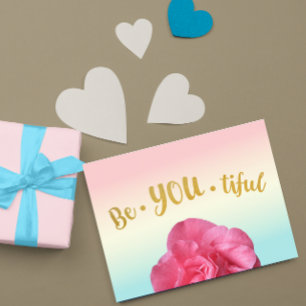 BeYOUtiful Be You Pastel Gradient Rose Gold Poster Postcard