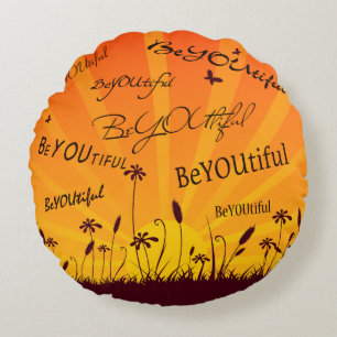 BeYOUtiful Sunset And Butterflies Round Cushion
