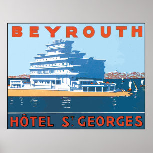 Beyrouth Hotel St. Georges, Vintage Poster