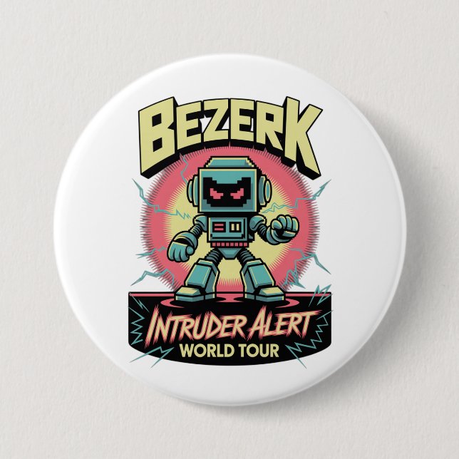 Bezerk Intruder Alert World Tour Retro Arcade  7.5 Cm Round Badge (Front)