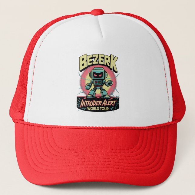 Bezerk Intruder Alert World Tour Retro Arcade  Trucker Hat (Front)