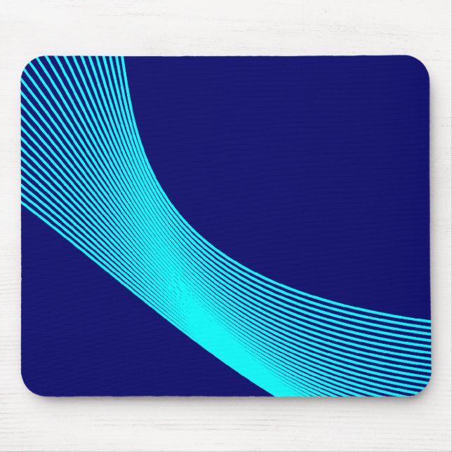 Bézier Curves - Cyan on Dark Blue 000066 Mouse Mat (Front)