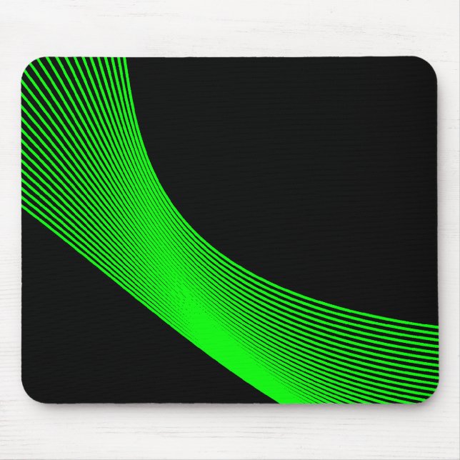 Bézier Curves - Green on Black Mouse Mat (Front)
