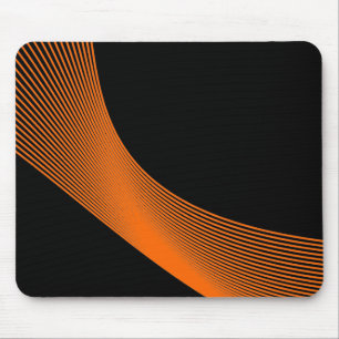 Bézier Curves - Orange on Black Mouse Mat