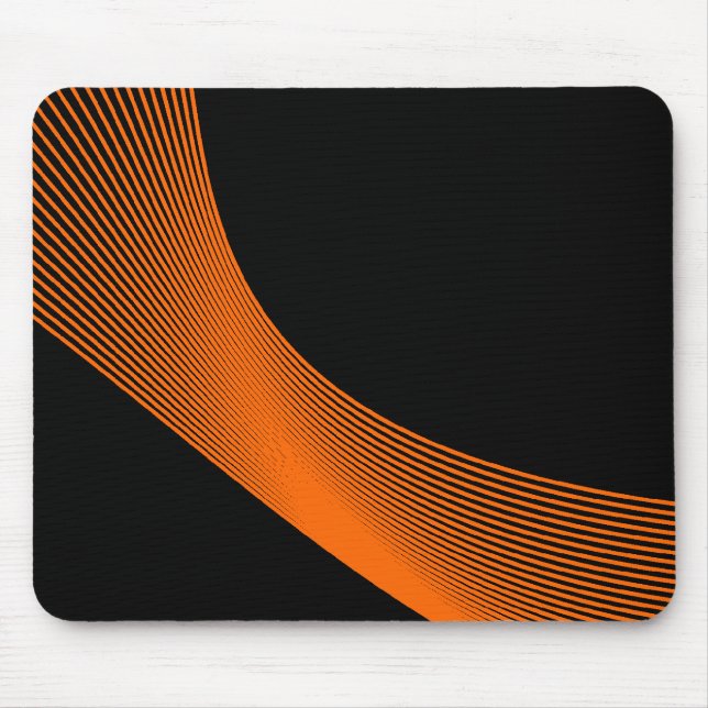 Bézier Curves - Orange on Black Mouse Mat (Front)