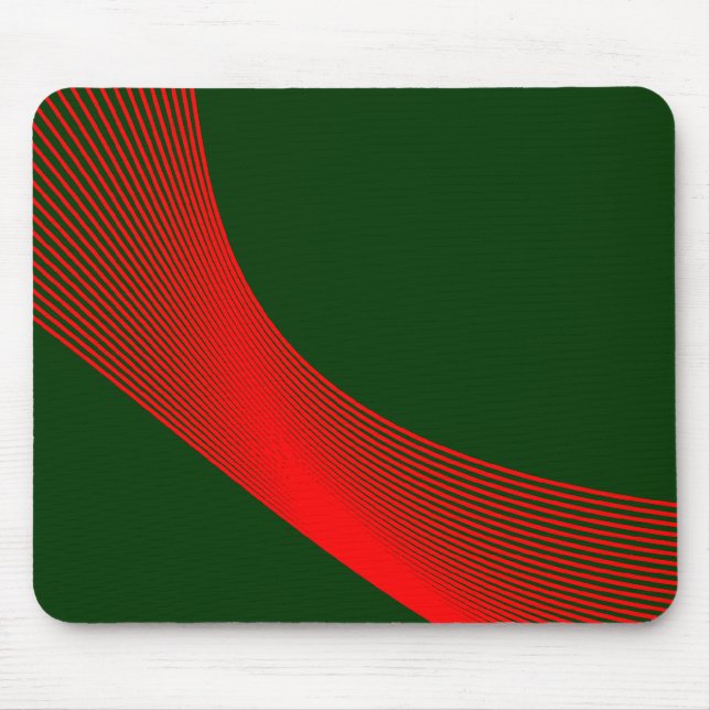 Bézier Curves - Red on Dark Green 003300 Mouse Mat (Front)