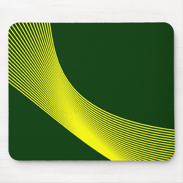 Bézier Curves - Yellow on Dark Green 003300 Mouse Mat (Front)