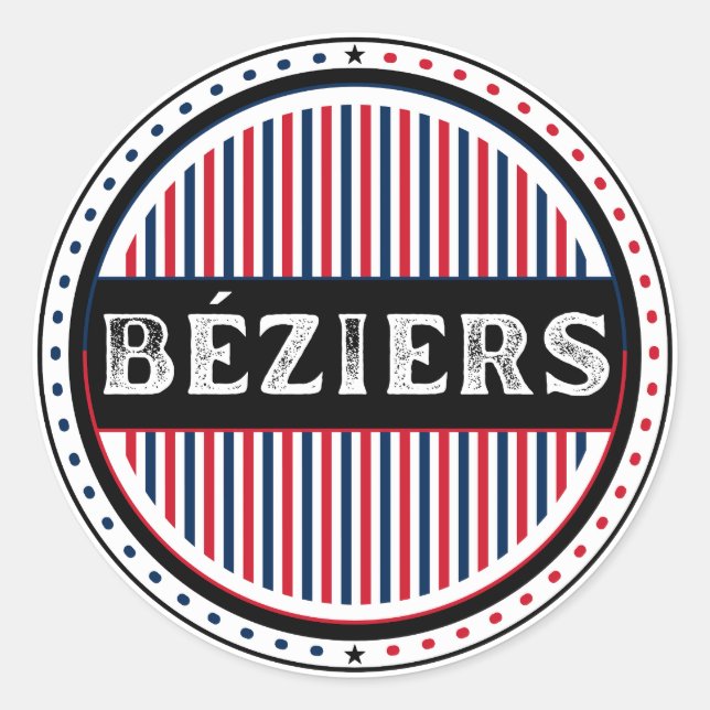 Béziers City Pride Emblem – French Identity Classic Round Sticker (Front)