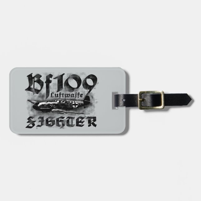Bf 109 Luggage Tag w/ leather strap (Front Horizontal)