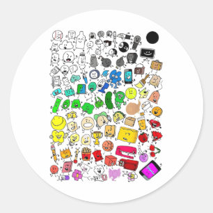 Bfdi Inanimate Insanity All Characters _1  Classic Round Sticker
