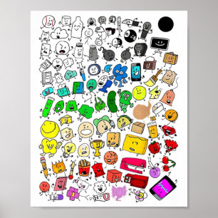 Bfdi Inanimate Insanity All Characters  Poster