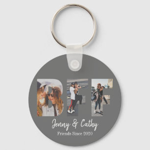BFF 3 Photo Collage Best Friend Forever Grey Key Ring