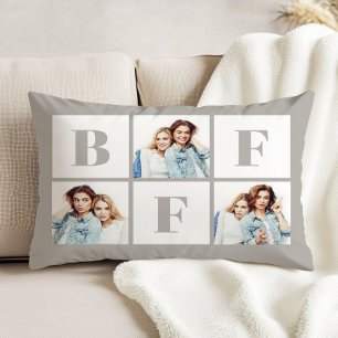 BFF 3 Photo Collage Best Friends Grey Decorative Cushion
