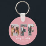 BFF 3 Photo Collage Friendship Besties Blush Pink Key Ring<br><div class="desc">Personalised BFF Photo Collage Best Friend Forever Besties Friendship Blush Pink Keychain</div>