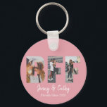BFF 3 Photo Collage Friendship Besties Blush Pink Key Ring<br><div class="desc">Personalised BFF Photo Collage Best Friend Forever Besties Friendship Blush Pink Keychain</div>