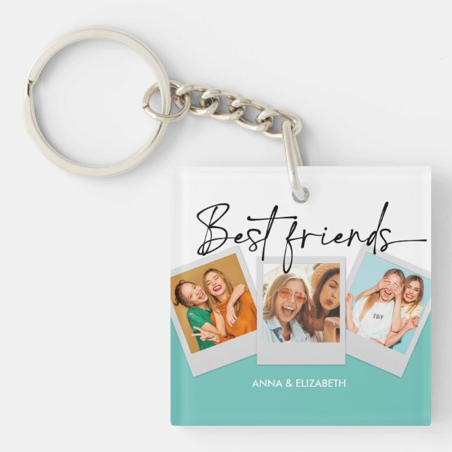 BFF 3 Photos Custom Bestie Best Friends Forever Key Ring (Front)