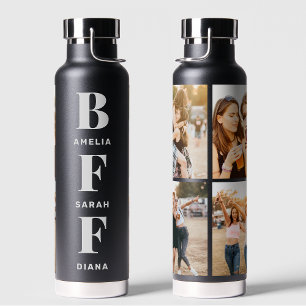 BFF Best Friends 4 Photo Collage Custom Names Water Bottle
