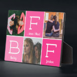 BFF Best Friends Besties Pink 3-photo Collage Plaque<br><div class="desc">This cute design features 3 photos, the text "BFF" and space for your text! Click the customise button for more flexibility in modifying/adding text! Variations of this design as well as coordinating products are available in our shop, zazzle.com/store/doodlelulu. Contact us if you need this design applied to a specific product...</div>