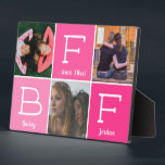 BFF Best Friends Besties Pink 3-photo Collage Plaque<br><div class="desc">This cute design features 3 photos, the text "BFF" and space for your text! Click the customise button for more flexibility in modifying/adding text! Variations of this design as well as coordinating products are available in our shop, zazzle.com/store/doodlelulu. Contact us if you need this design applied to a specific product...</div>