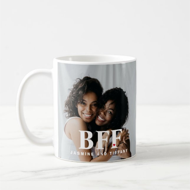 BFF Best Friends Forever Bestie Heart Photo Mug (Left)