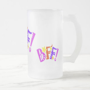 BFF Best Friends Forever Drink Up Frosted Glass Beer Mug