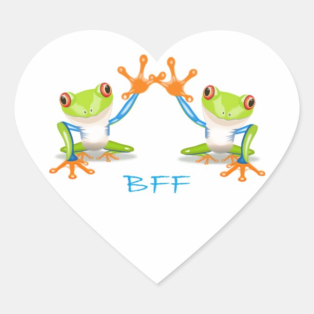 BFF Best Friends Forever Frogs Heart Sticker (Front)