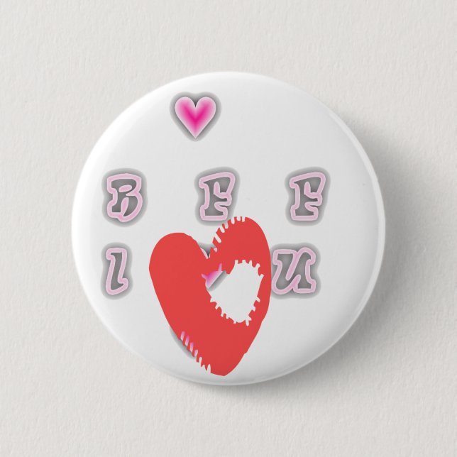 BFF. Best Friends Forever: I Love You Art Print 6 Cm Round Badge (Front)