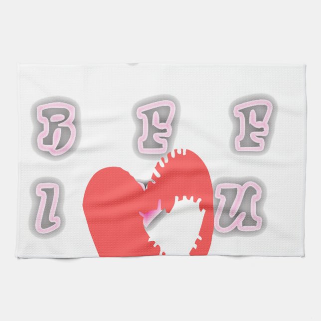 BFF. Best Friends Forever: I Love You Art Print Tea Towel (Horizontal)
