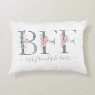 BFF Best Friends Forever Quote Floral Typography Decorative Cushion