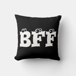 BFF Best Friends Forever Typography Black White Cushion