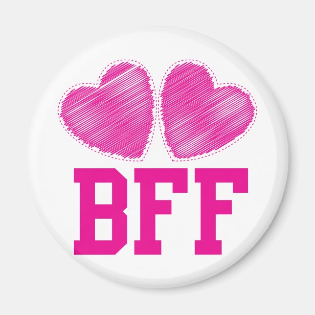 BFF Best Friends forever with love hearts Magnet (Front)