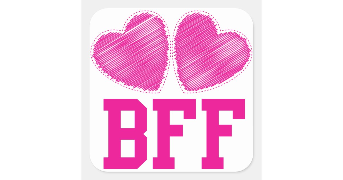 BFF Best Friends forever with love hearts Square Sticker | Zazzle.co.uk