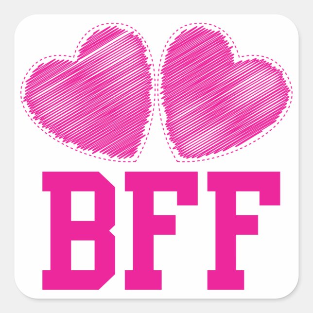 BFF Best Friends forever with love hearts Square Sticker (Front)