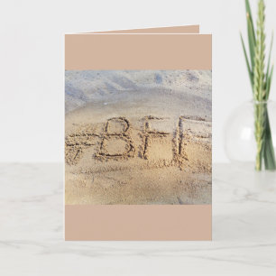 #BFF Best Friends Forever, Word on beach Card