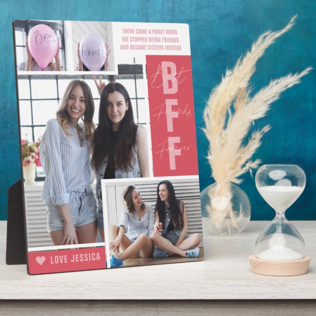BFF Best Friends |  Modern Photo Collage Plaque (Side)