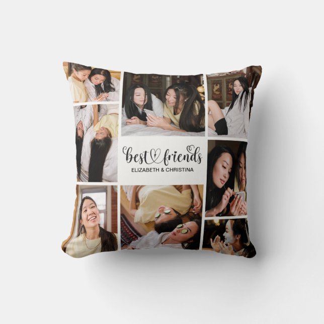 BFF Best Friends Script Photo Collage Cushion (Front)