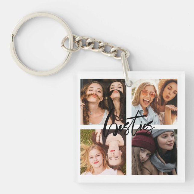BFF Best Friends script photo gift Keychain (Front)