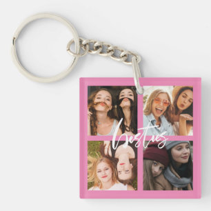 BFF Best Friends script photo gift pink Key Ring
