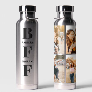 BFF Best Friends Unique 4 Photo Custom Names Water Bottle